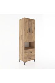 Hyperion Dolap 4 Raflı 2 Çekmeceli 2 Kapaklı 60x44x195 Çam-Çam