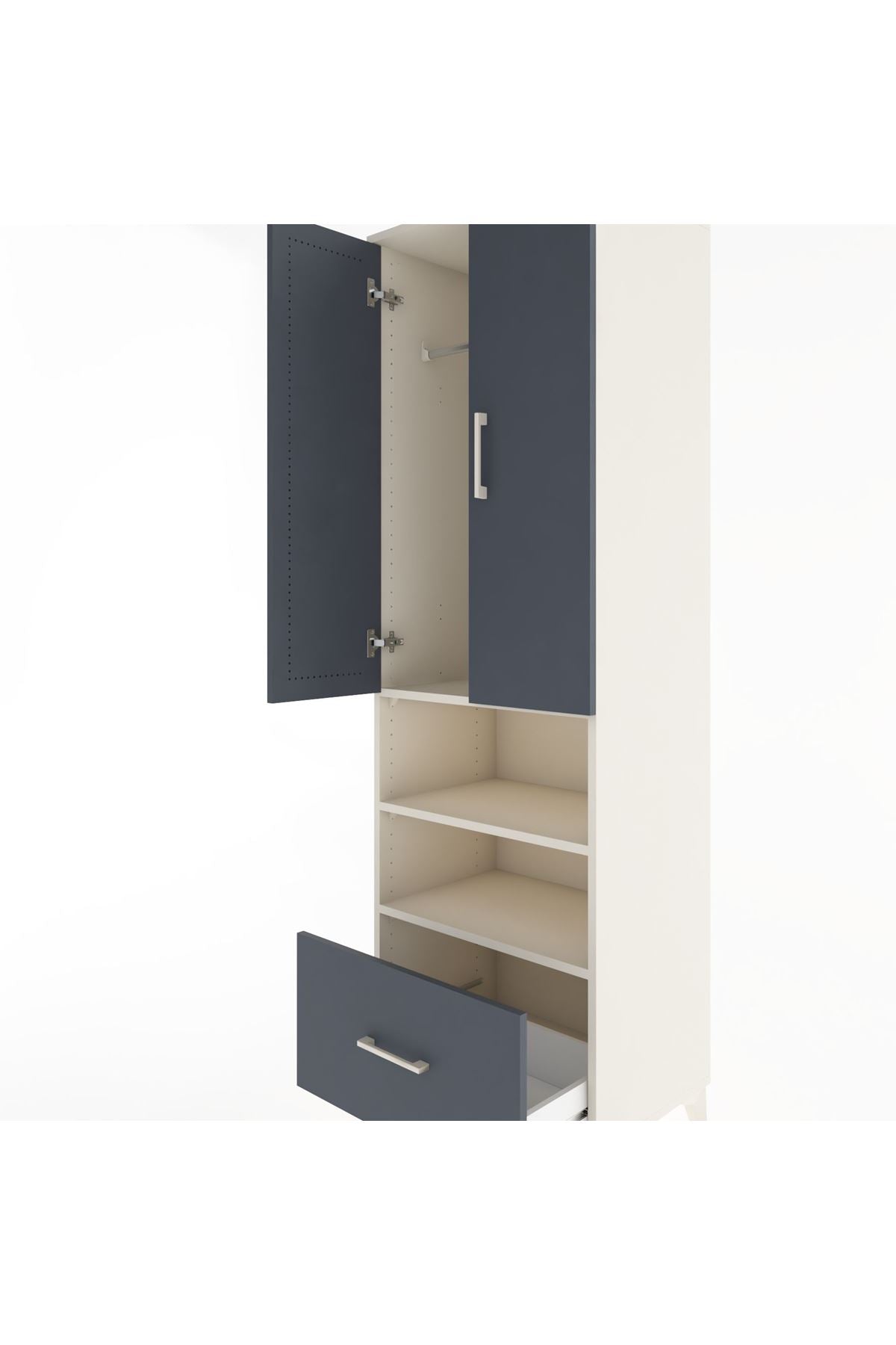 Hyperion Dolap 3 Raflı Tek Çekmeceli Tek Askılı 60x44x195 Aytaşı-Antrasit