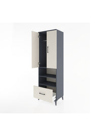 Hyperion Dolap 3 Raflı Tek Çekmeceli Tek Askılı 60x44x195 Antrasit-Aytaşı