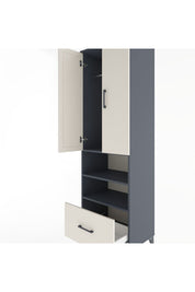 Hyperion Dolap 3 Raflı Tek Çekmeceli Tek Askılı 60x44x195 Antrasit-Aytaşı