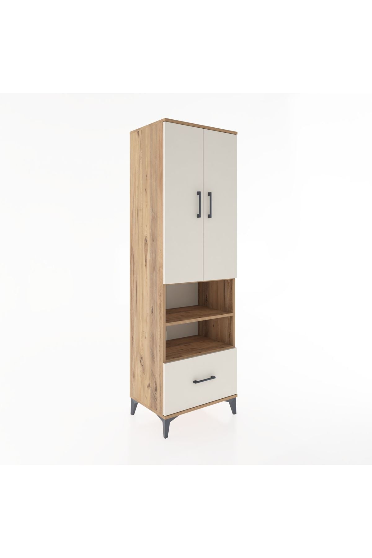Hyperion Dolap 3 Raflı Tek Çekmeceli Tek Askılı 60x44x195 Çam-Aytaşı