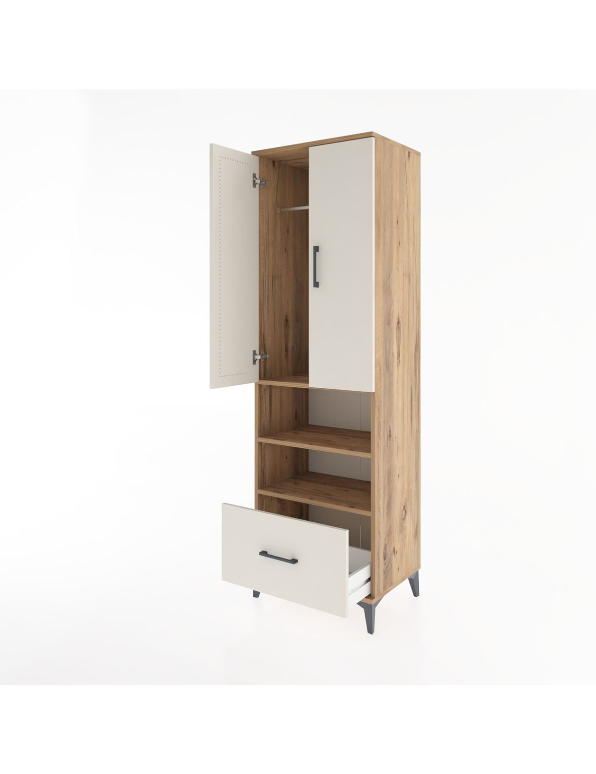 Hyperion Dolap 3 Raflı Tek Çekmeceli Tek Askılı 60x44x195 - S59M045V7B