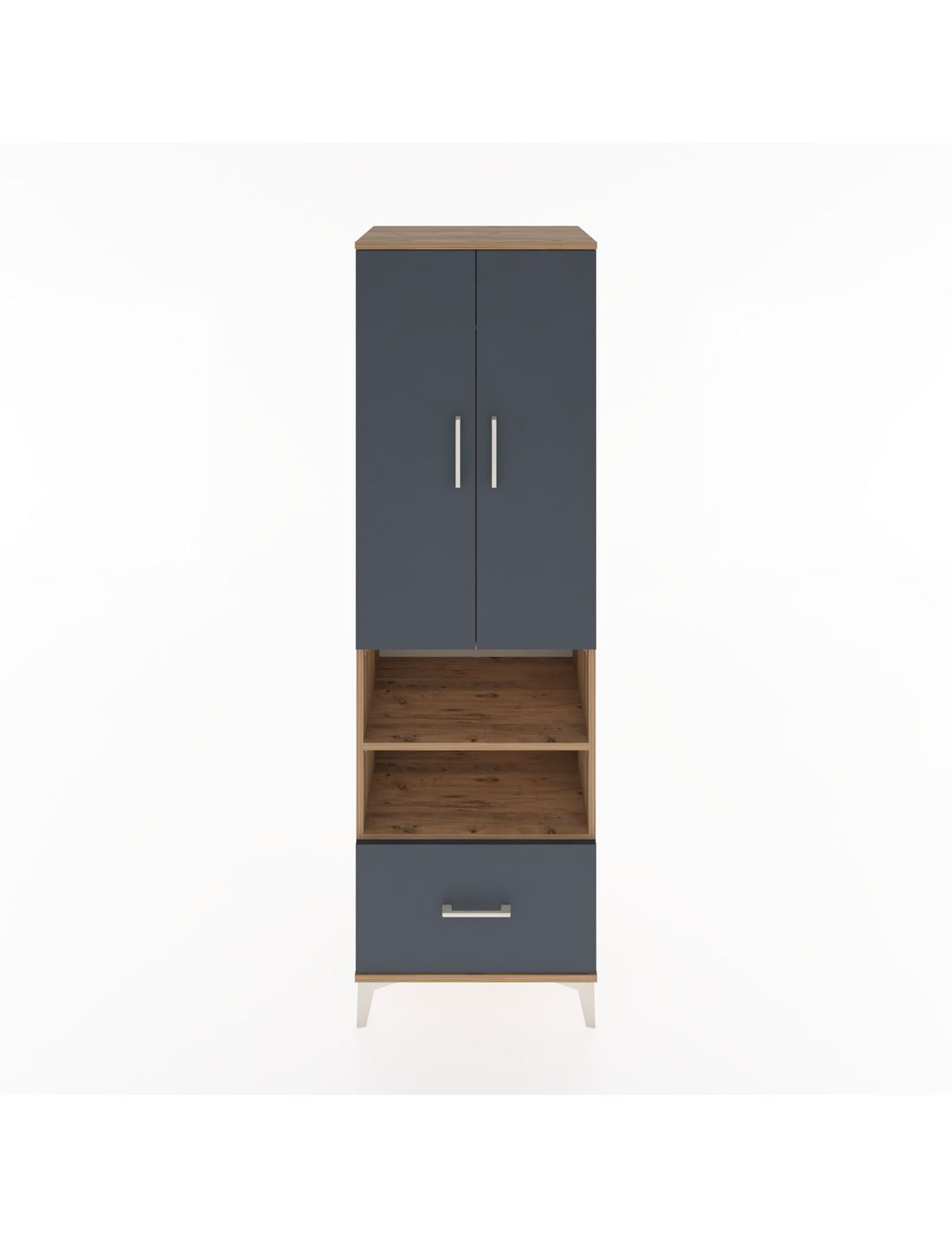 Hyperion Dolap 3 Raflı Tek Çekmeceli Tek Askılı 60x44x195 Çam-Antrasit