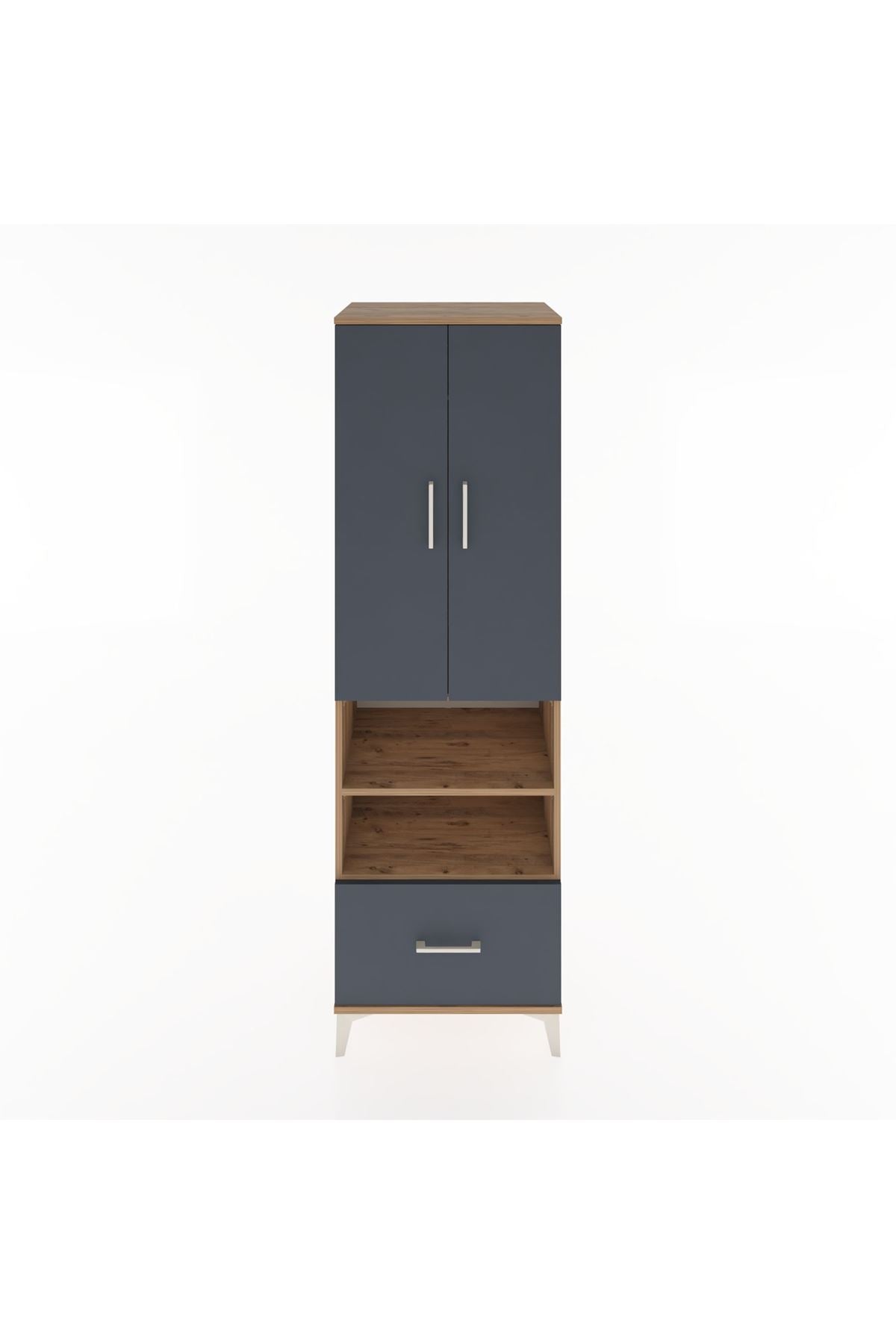 Hyperion Dolap 3 Raflı Tek Çekmeceli Tek Askılı 60x44x195 Çam-Antrasit