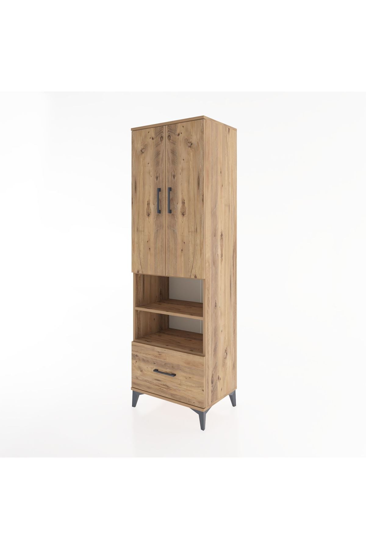 Hyperion Dolap 3 Raflı Tek Çekmeceli Tek Askılı 60x44x195 Çam-Çam