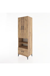 Hyperion Dolap 3 Raflı Tek Çekmeceli Tek Askılı 60x44x195 Çam-Çam