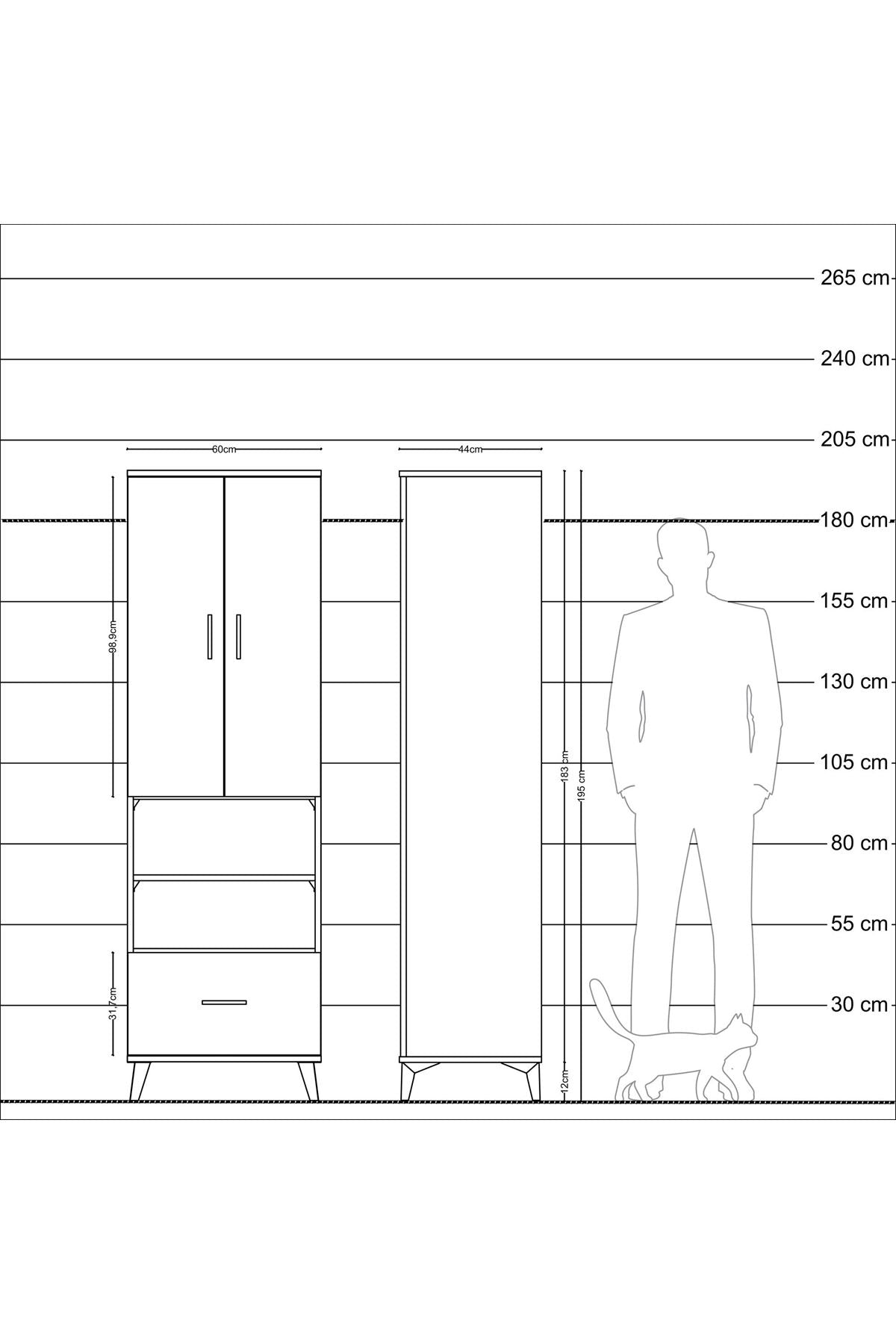 Hyperion Dolap 5 Raflı Tek Çekmeceli 2 Kapaklı 60x44x195 Aytaşı-Aytaşı