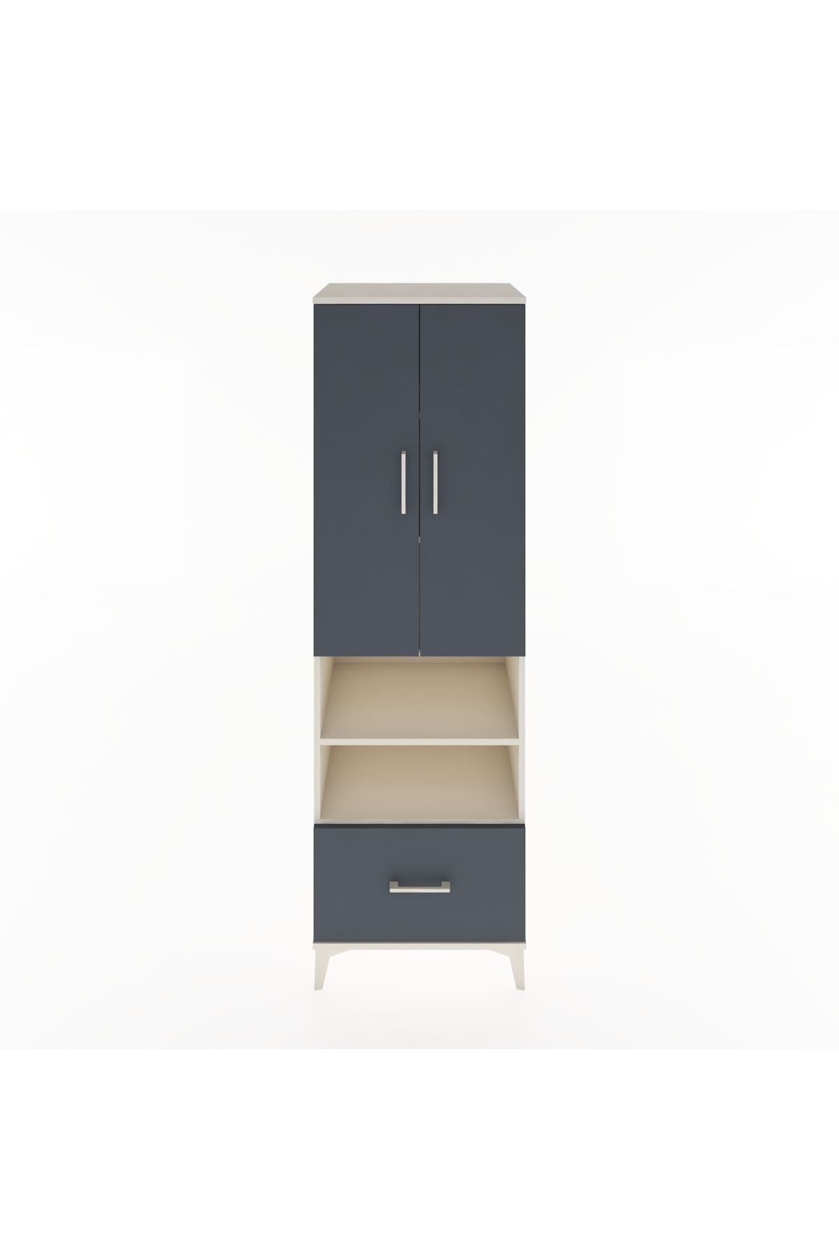 Hyperion Dolap 5 Raflı Tek Çekmeceli 2 Kapaklı 60x44x195 Aytaşı-Antrasit