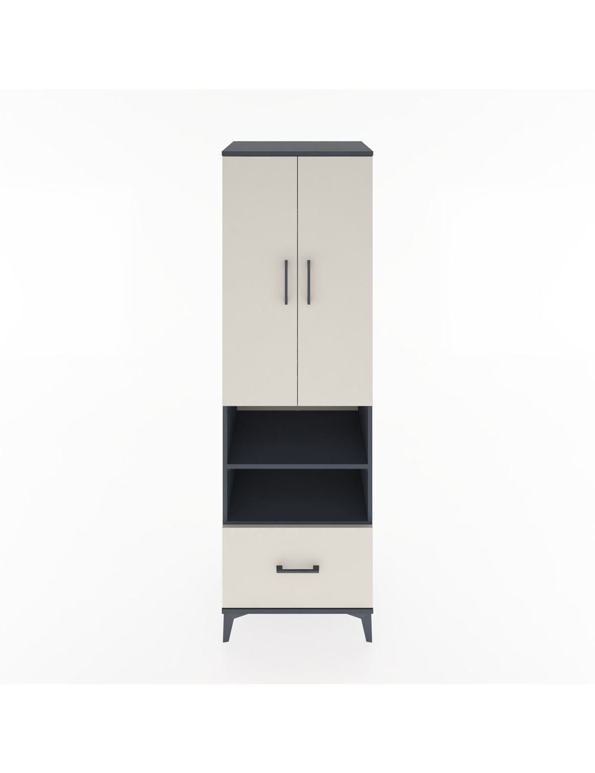 Hyperion Dolap 5 Raflı Tek Çekmeceli 2 Kapaklı 60x44x195 Antrasit-Aytaşı