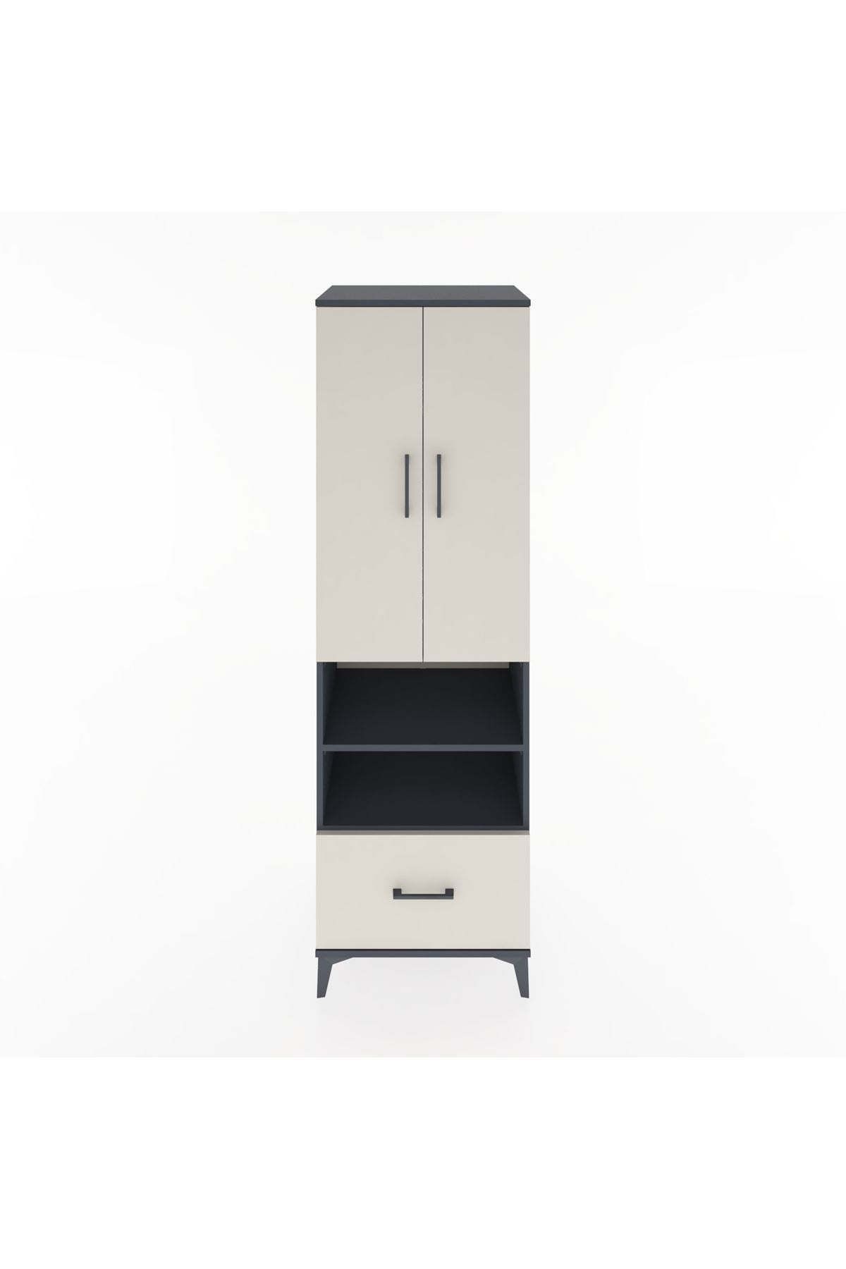 Hyperion Dolap 5 Raflı Tek Çekmeceli 2 Kapaklı 60x44x195 Antrasit-Aytaşı
