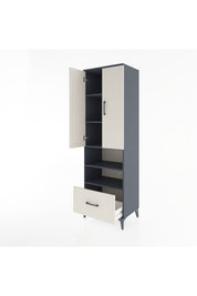 Hyperion Dolap 5 Raflı Tek Çekmeceli 2 Kapaklı 60x44x195 Antrasit-Aytaşı