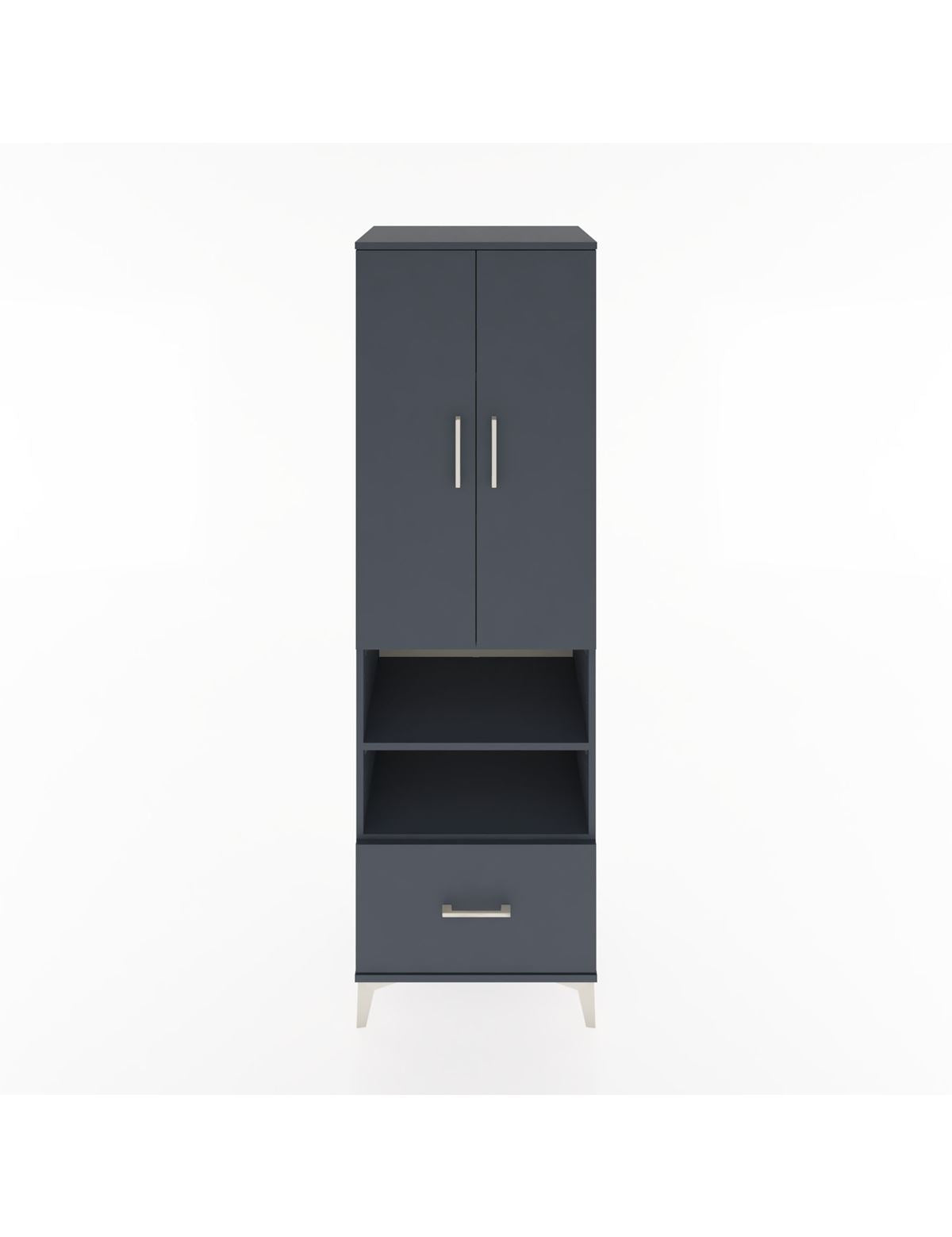 Hyperion Dolap 5 Raflı Tek Çekmeceli 2 Kapaklı 60x44x195 Antrasit-Antrasit