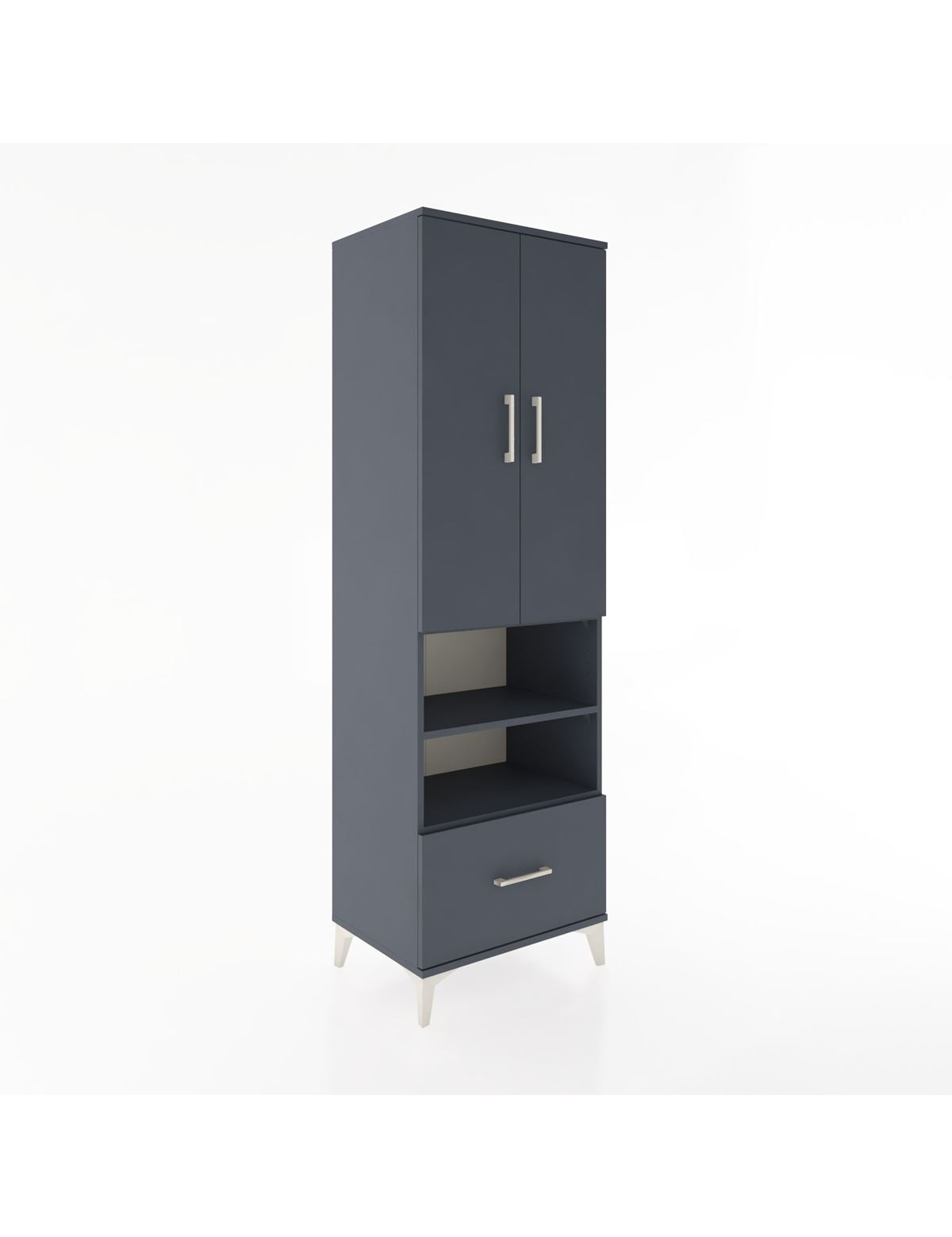 Hyperion Dolap 5 Raflı Tek Çekmeceli 2 Kapaklı 60x44x195 Antrasit-Antrasit