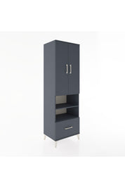 Hyperion Dolap 5 Raflı Tek Çekmeceli 2 Kapaklı 60x44x195 Antrasit-Antrasit