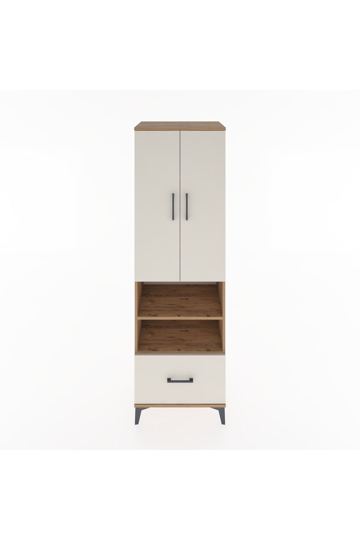 Hyperion Dolap 5 Raflı Tek Çekmeceli 2 Kapaklı 60x44x195 Çam-Aytaşı