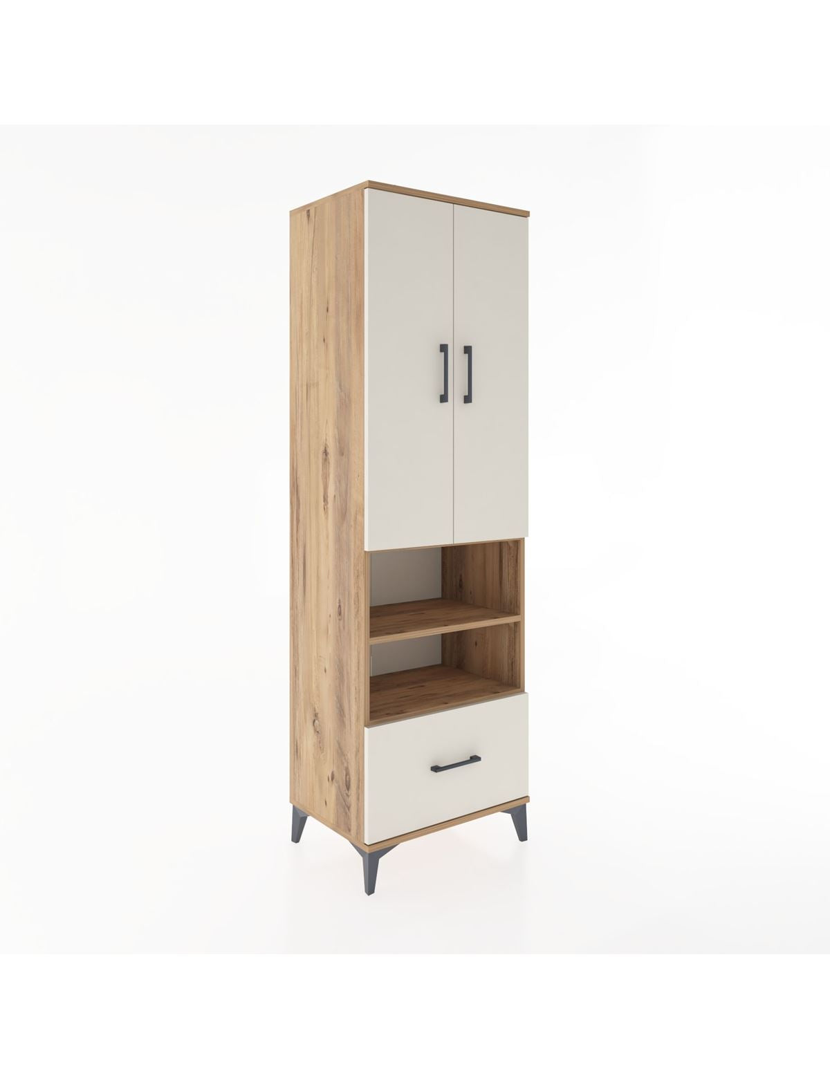 Hyperion Dolap 5 Raflı Tek Çekmeceli 2 Kapaklı 60x44x195 Çam-Aytaşı