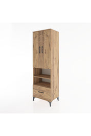 Hyperion Dolap 5 Raflı Tek Çekmeceli 2 Kapaklı 60x44x195 Çam-Çam