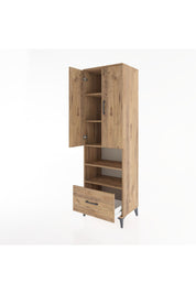 Hyperion Dolap 5 Raflı Tek Çekmeceli 2 Kapaklı 60x44x195 Çam-Çam