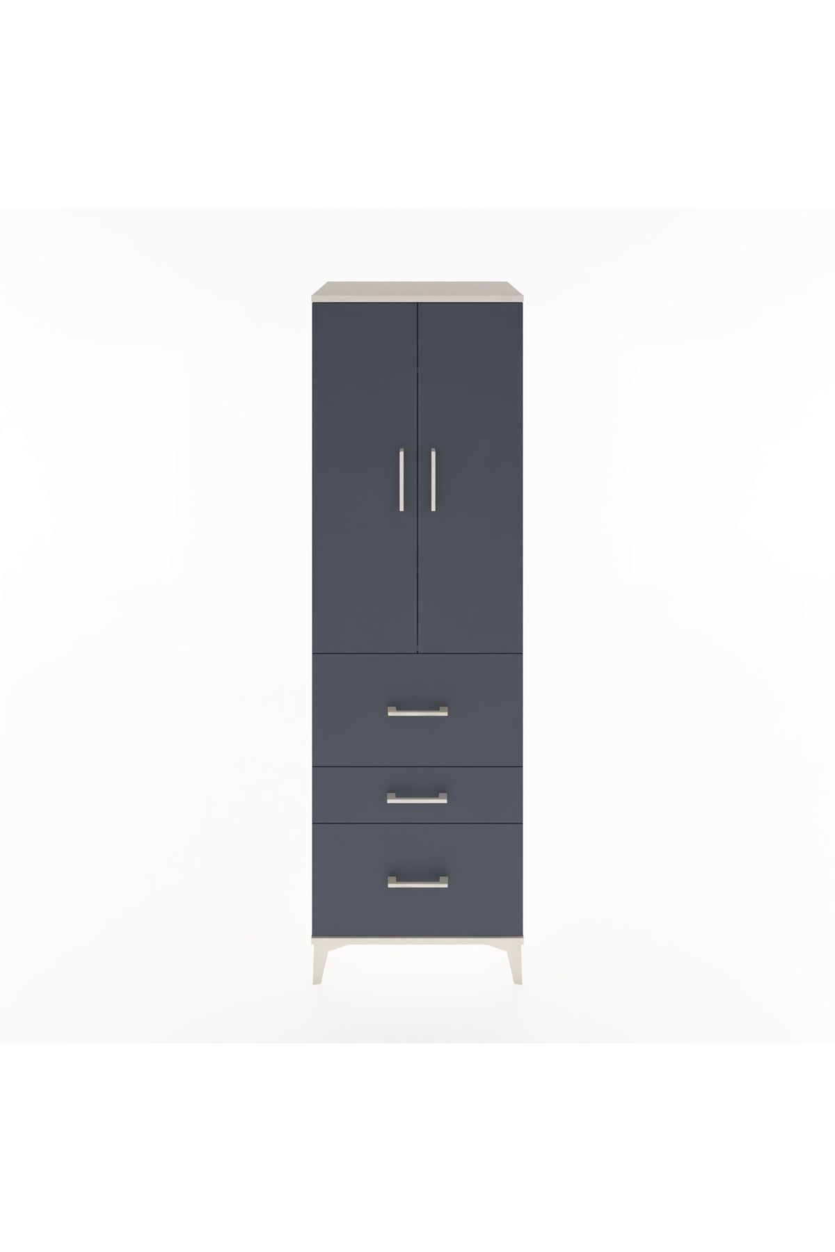 Hyperion Dolap Tek Raflı 3 Çekmeceli Tek Askılı 60x44x195 Aytaşı-Antrasit