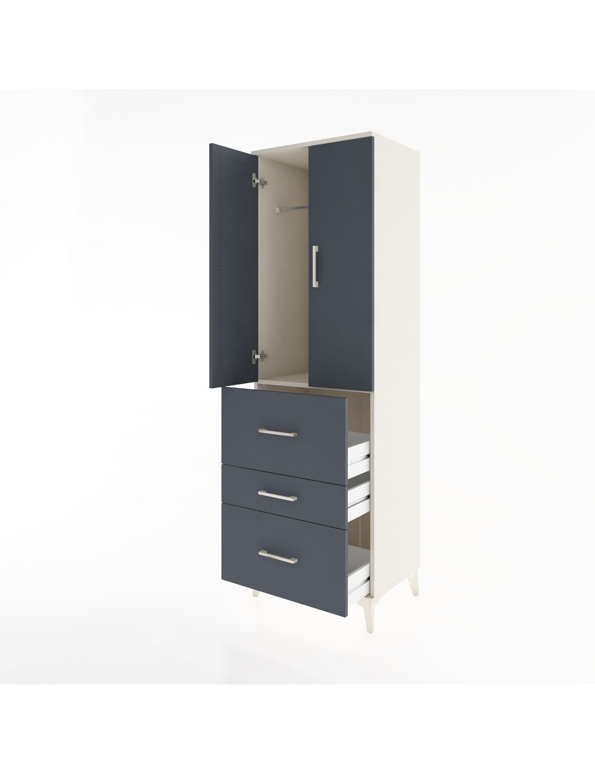 Hyperion Dolap Tek Raflı 3 Çekmeceli Tek Askılı 60x44x195 - S59M047V2B