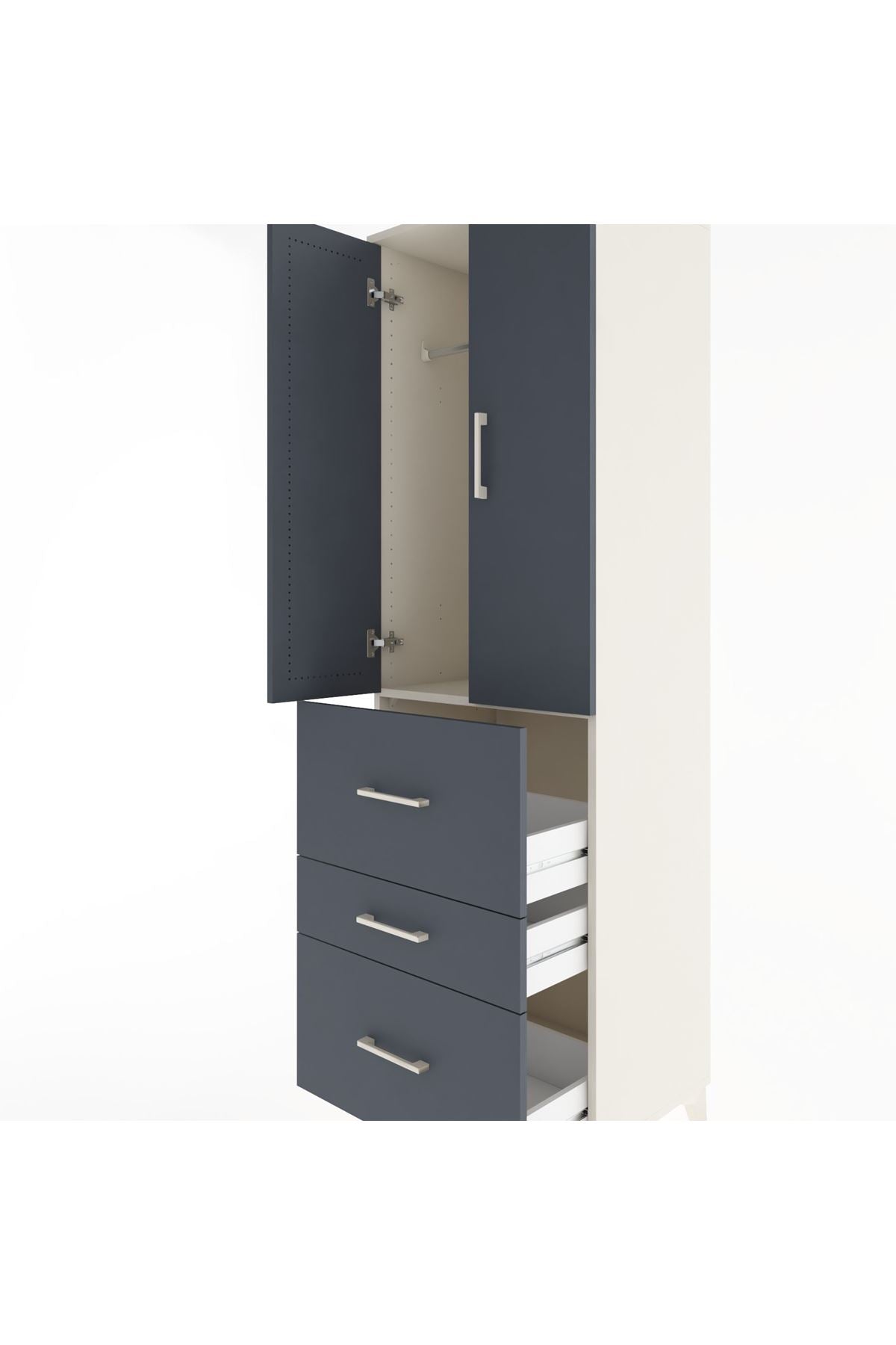 Hyperion Dolap Tek Raflı 3 Çekmeceli Tek Askılı 60x44x195 Aytaşı-Antrasit