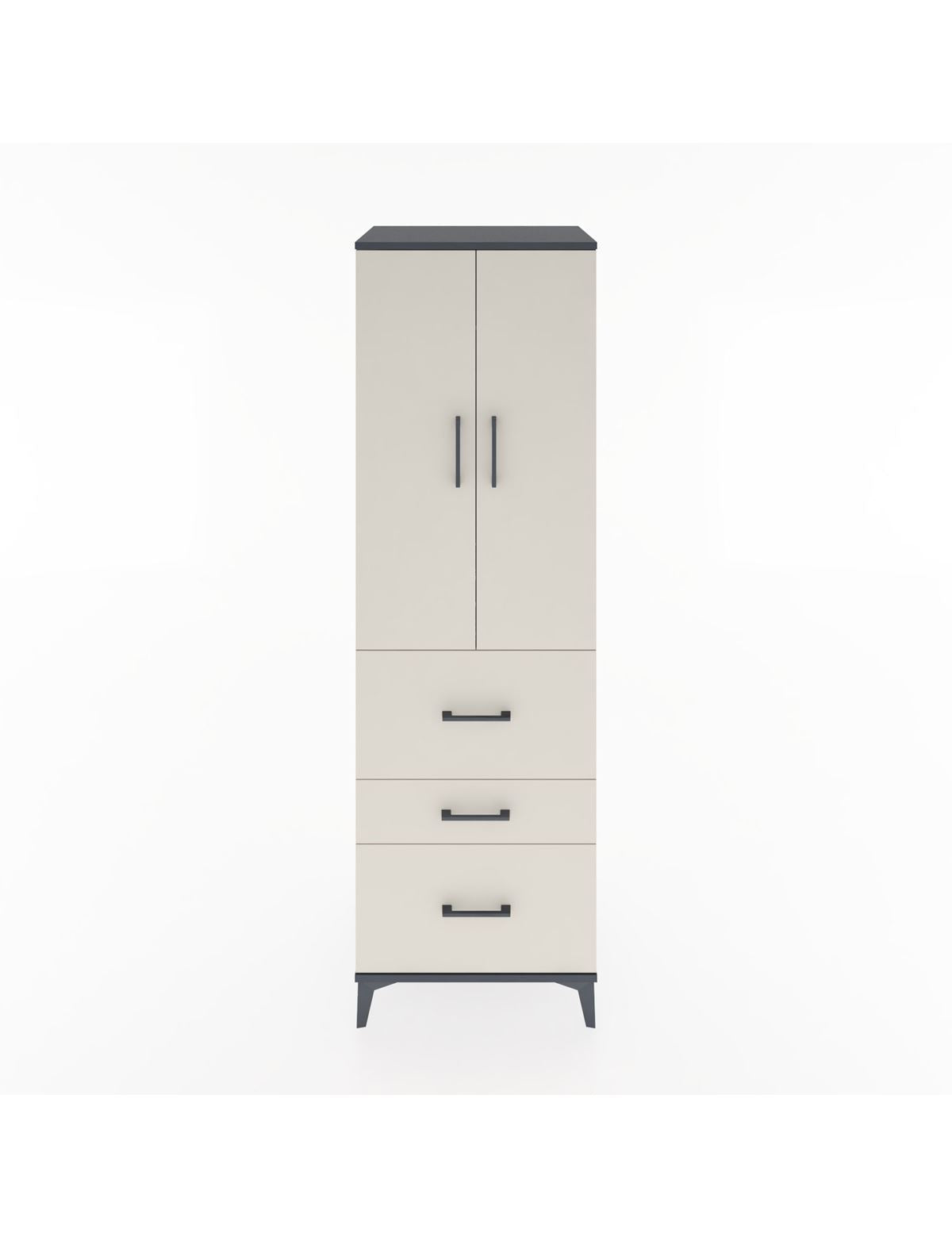 Hyperion Dolap Tek Raflı 3 Çekmeceli Tek Askılı 60x44x195 Antrasit-Aytaşı