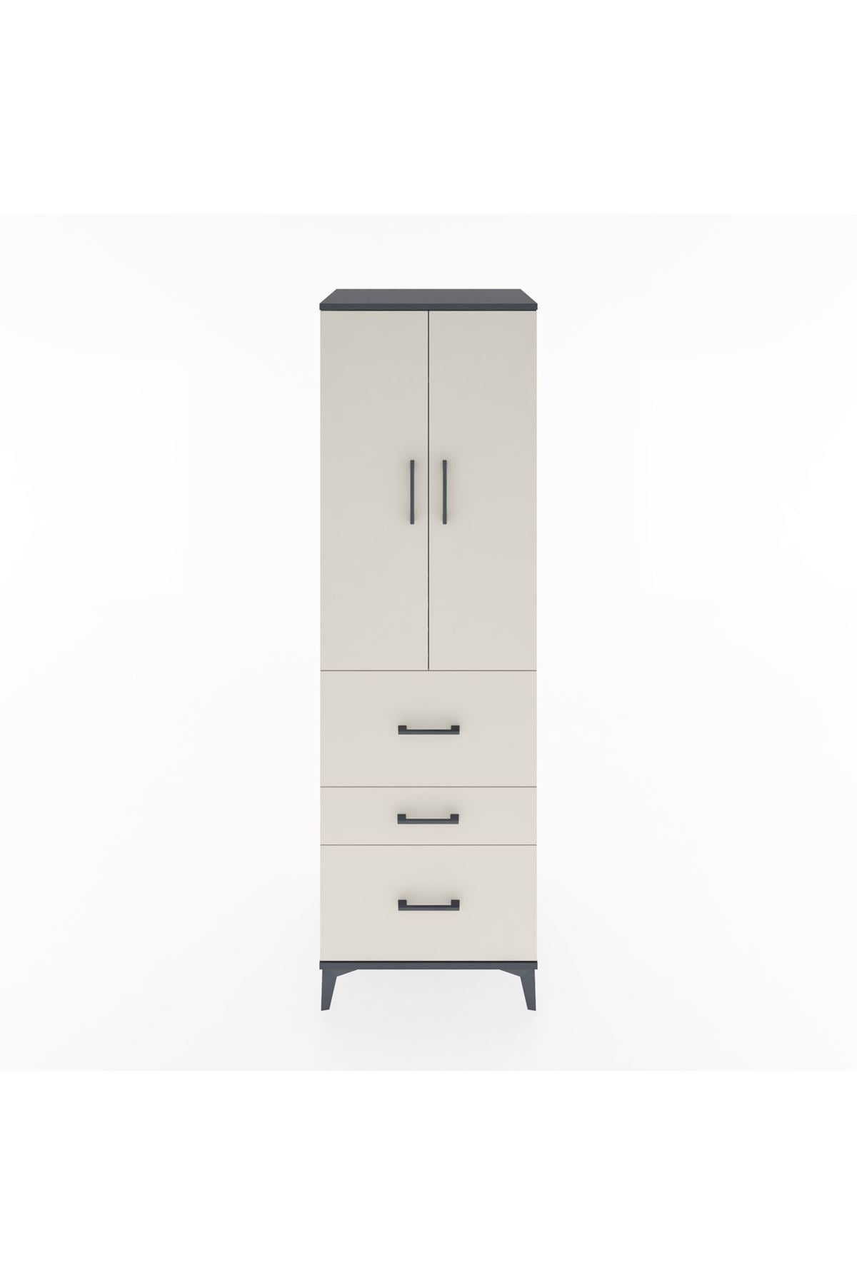 Hyperion Dolap Tek Raflı 3 Çekmeceli Tek Askılı 60x44x195 Antrasit-Aytaşı
