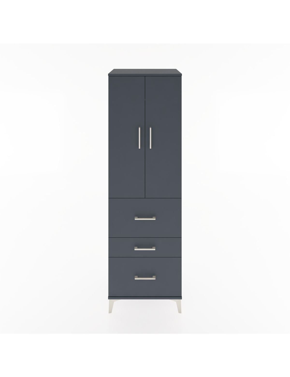 Hyperion Dolap Tek Raflı 3 Çekmeceli Tek Askılı 60x44x195 Antrasit-Antrasit