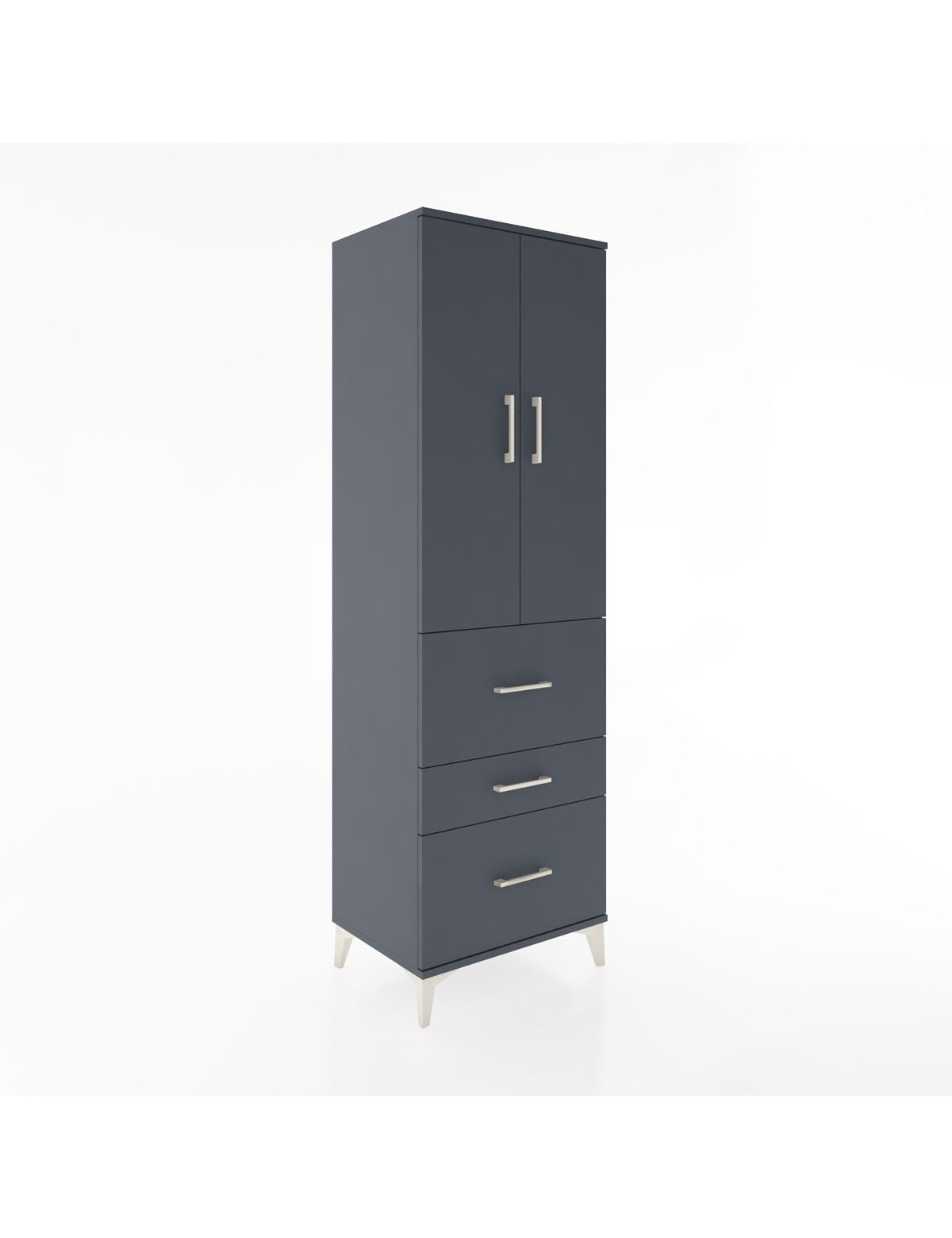 Hyperion Dolap Tek Raflı 3 Çekmeceli Tek Askılı 60x44x195 Antrasit-Antrasit