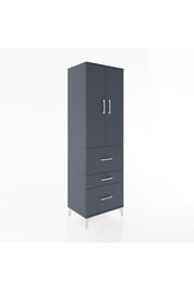 Hyperion Dolap Tek Raflı 3 Çekmeceli Tek Askılı 60x44x195 Antrasit-Antrasit