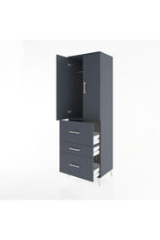 Hyperion Dolap Tek Raflı 3 Çekmeceli Tek Askılı 60x44x195 Antrasit-Antrasit