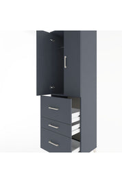 Hyperion Dolap Tek Raflı 3 Çekmeceli Tek Askılı 60x44x195 Antrasit-Antrasit