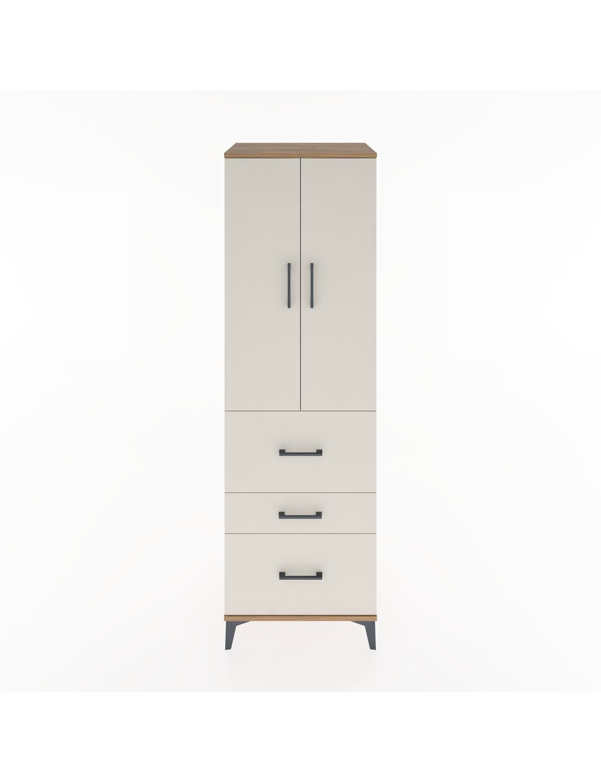 Hyperion Dolap Tek Raflı 3 Çekmeceli Tek Askılı 60x44x195 Çam-Aytaşı