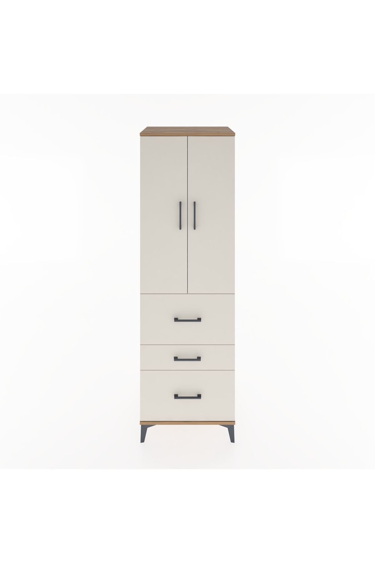 Hyperion Dolap Tek Raflı 3 Çekmeceli Tek Askılı 60x44x195 Çam-Aytaşı