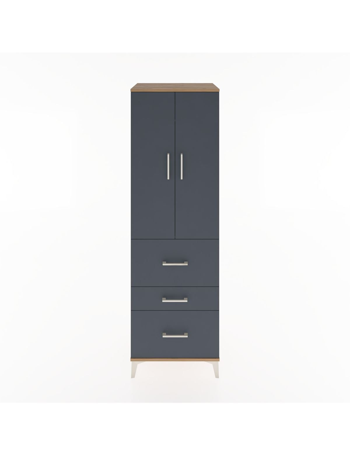 Hyperion Dolap Tek Raflı 3 Çekmeceli Tek Askılı 60x44x195 Çam-Antrasit