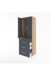 Hyperion Dolap Tek Raflı 3 Çekmeceli Tek Askılı 60x44x195 Çam-Antrasit