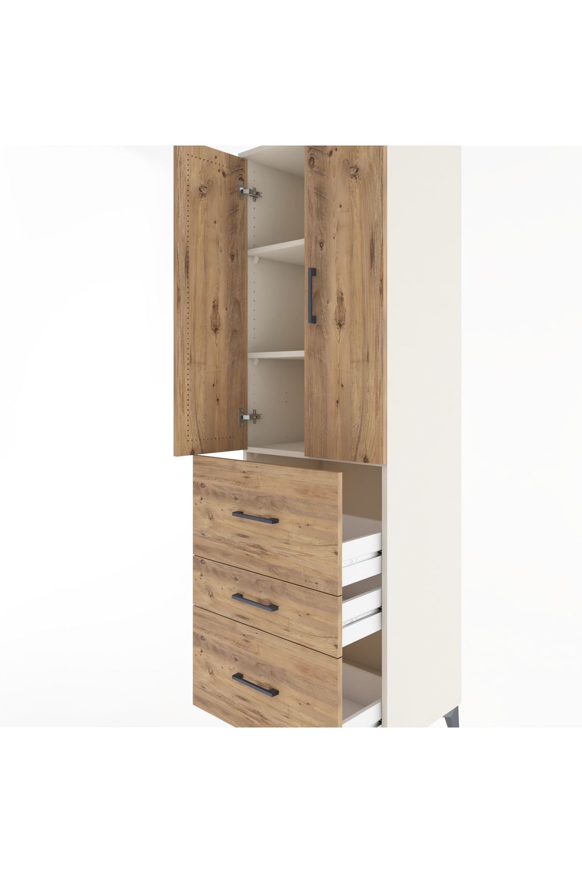 Hyperion Dolap 3 Raflı 3 Çekmeceli 2 Kapaklı 60x44x195 Aytaşı-Çam