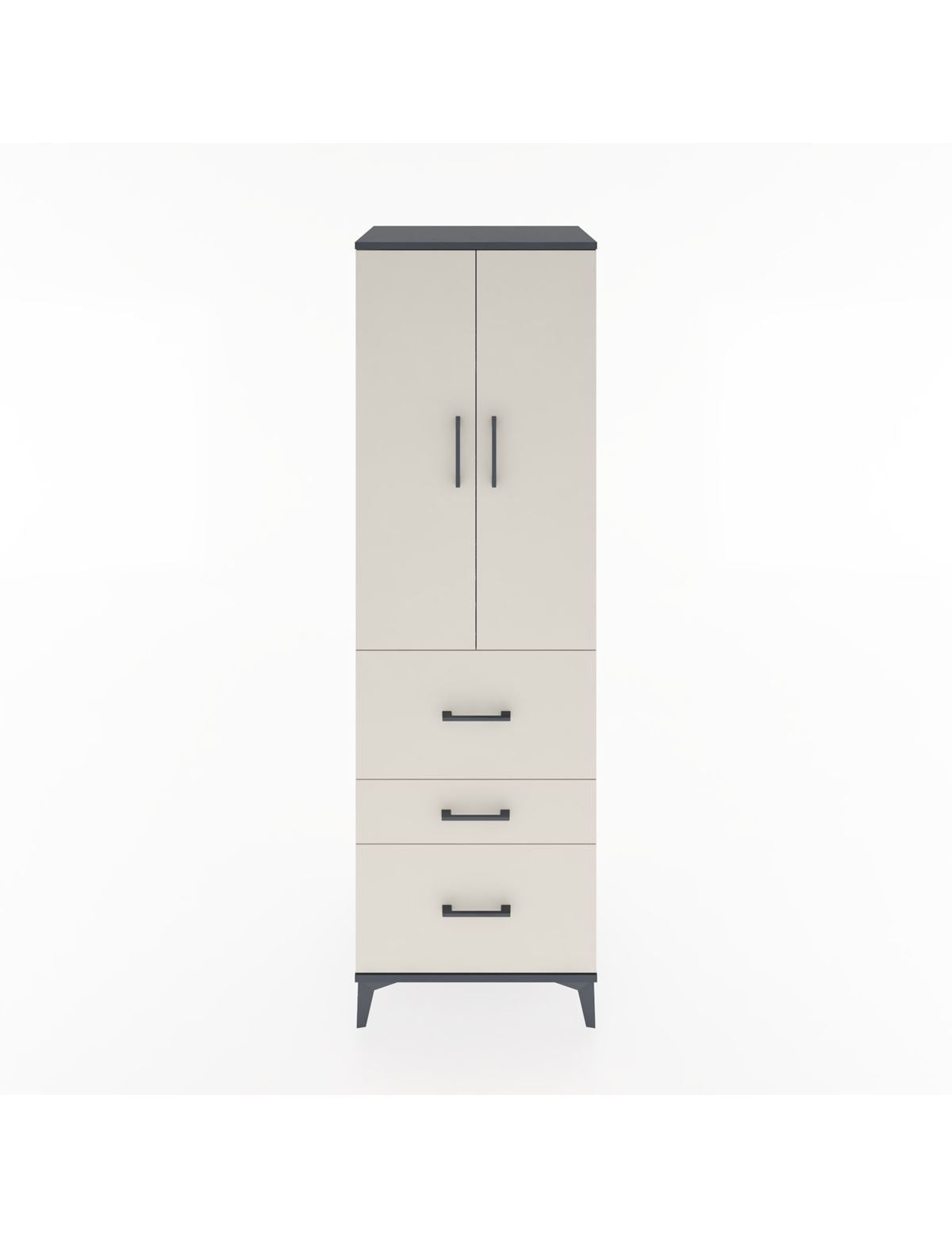 Hyperion Dolap 3 Raflı 3 Çekmeceli 2 Kapaklı 60x44x195 Antrasit-Aytaşı