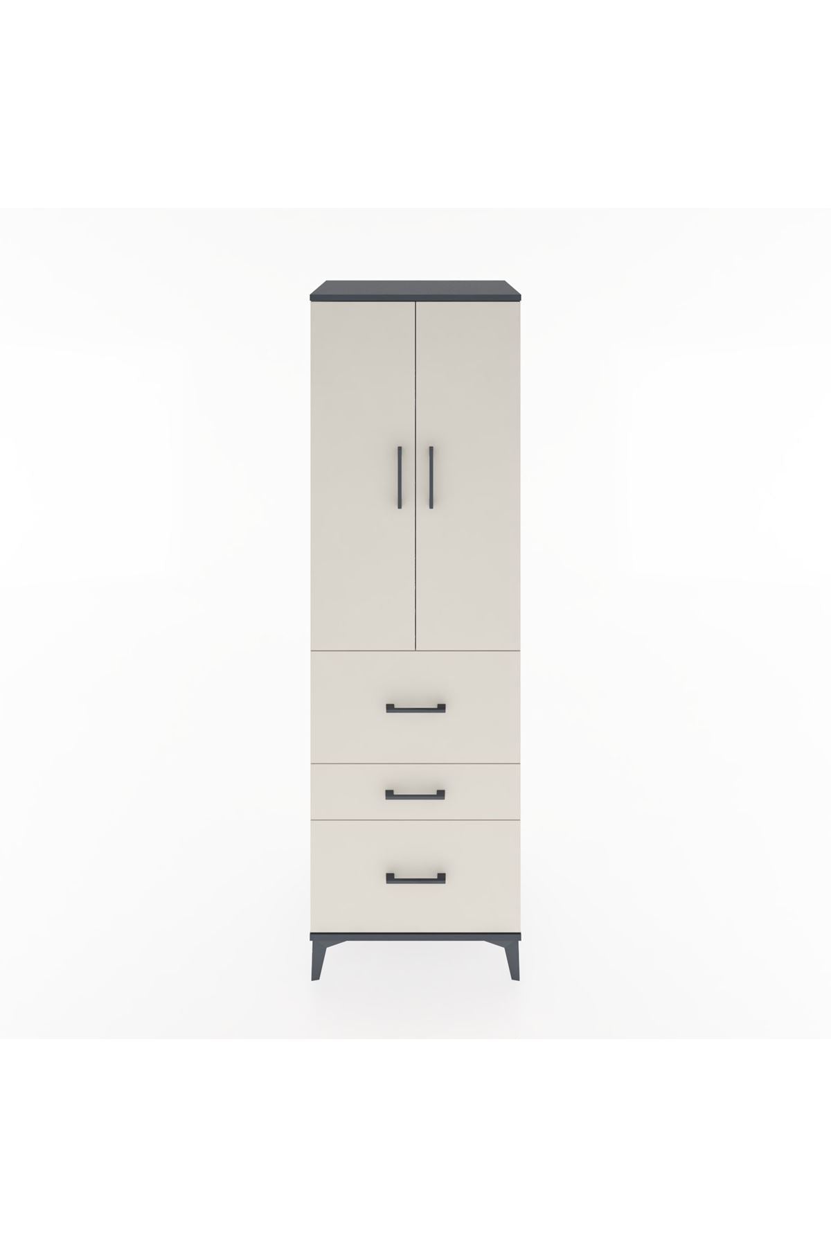 Hyperion Dolap 3 Raflı 3 Çekmeceli 2 Kapaklı 60x44x195 Antrasit-Aytaşı