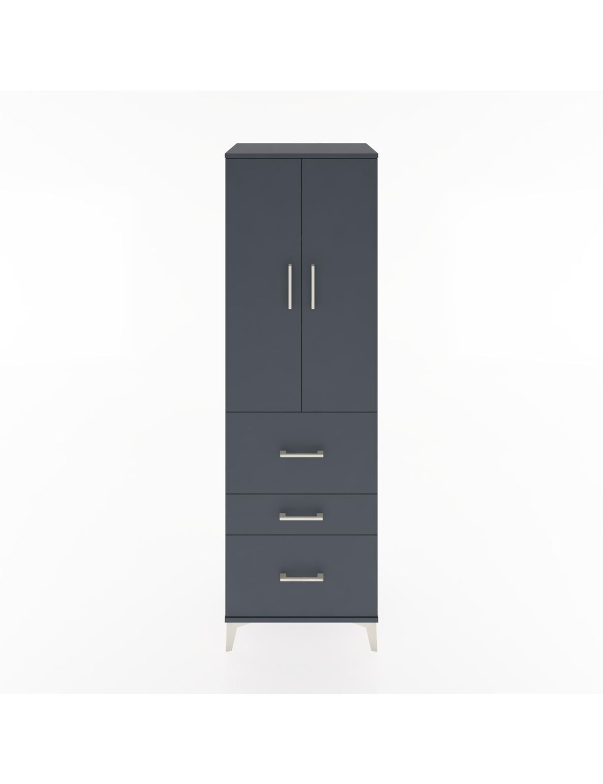 Hyperion Dolap 3 Raflı 3 Çekmeceli 2 Kapaklı 60x44x195 Antrasit-Antrasit