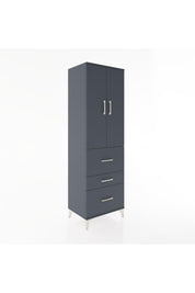 Hyperion Dolap 3 Raflı 3 Çekmeceli 2 Kapaklı 60x44x195 Antrasit-Antrasit