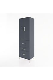 Hyperion Dolap 3 Raflı 3 Çekmeceli 2 Kapaklı 60x44x195 Antrasit-Antrasit