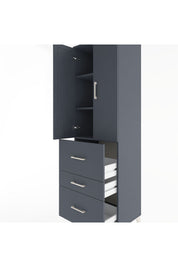Hyperion Dolap 3 Raflı 3 Çekmeceli 2 Kapaklı 60x44x195 Antrasit-Antrasit