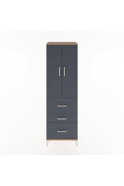 Hyperion Dolap 3 Raflı 3 Çekmeceli 2 Kapaklı 60x44x195 Çam-Antrasit