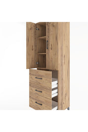 Hyperion Dolap 3 Raflı 3 Çekmeceli 2 Kapaklı 60x44x195 Çam-Çam