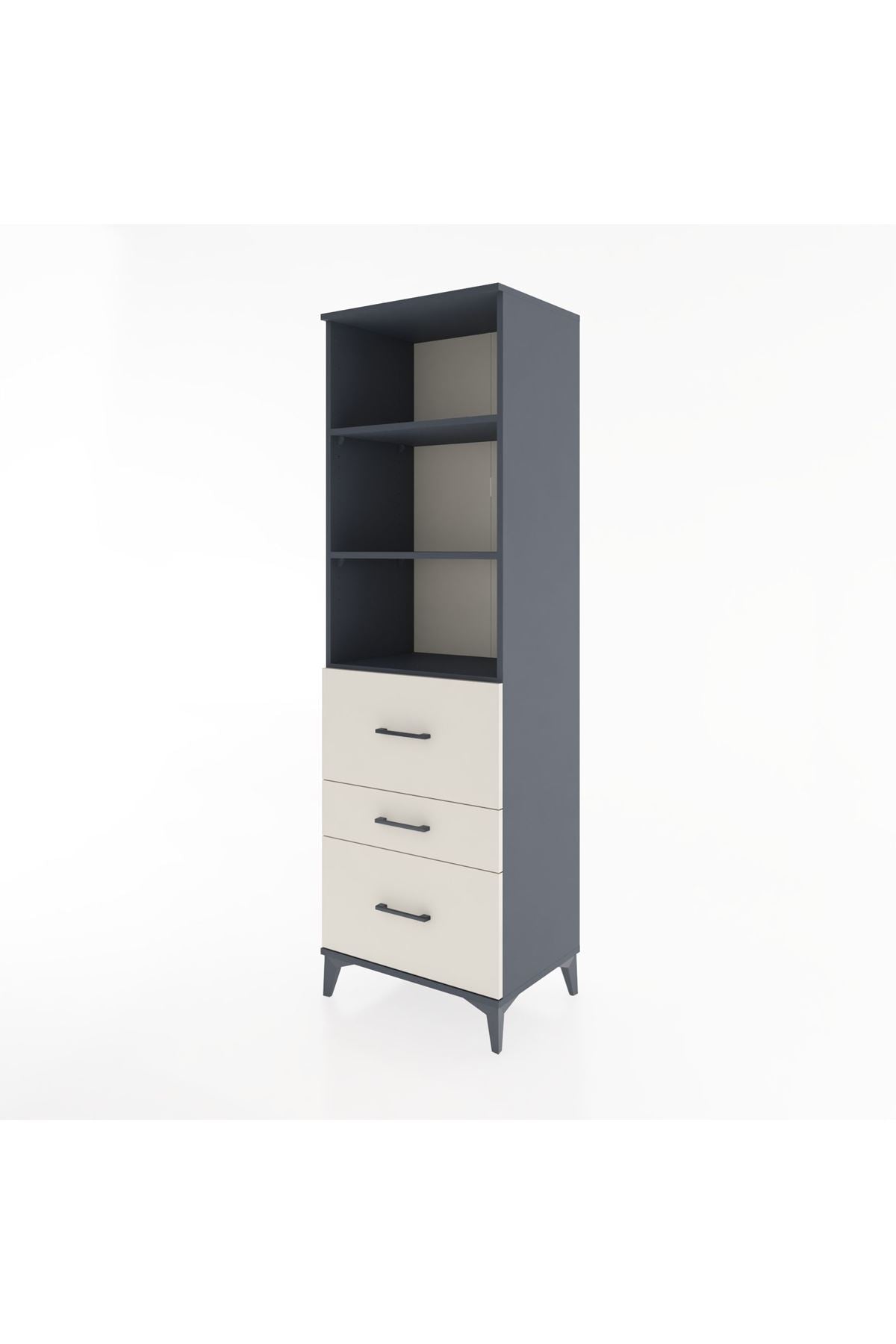 Hyperion Dolap 3 Raflı 3 Çekmeceli 60x44x195 Antrasit-Aytaşı