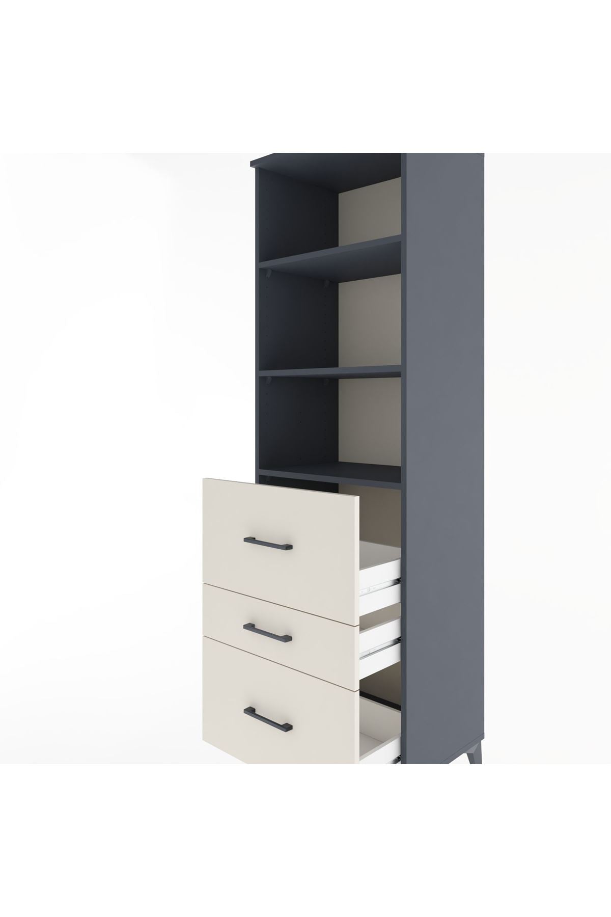 Hyperion Dolap 3 Raflı 3 Çekmeceli 60x44x195 Antrasit-Aytaşı