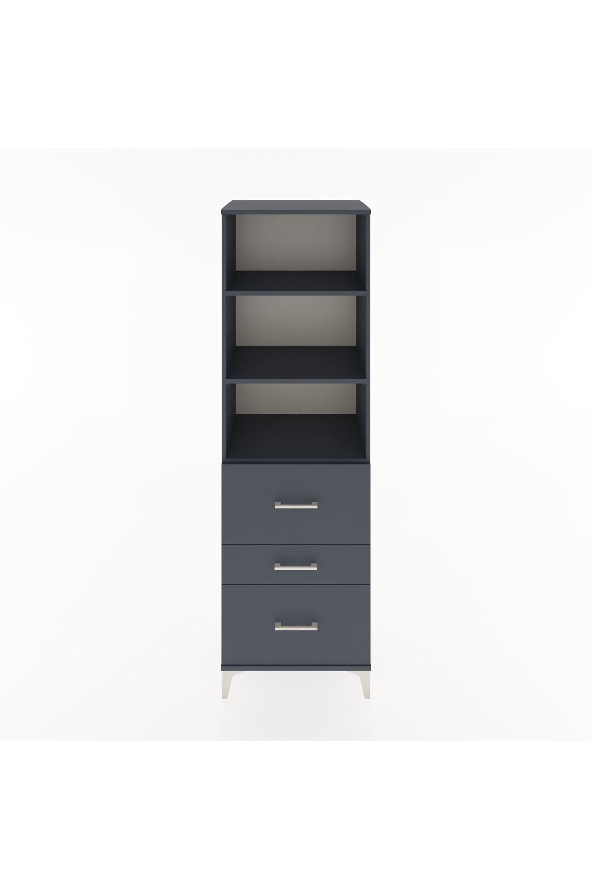 Hyperion Dolap 3 Raflı 3 Çekmeceli 60x44x195 Antrasit-Antrasit