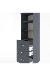 Hyperion Dolap 3 Raflı 3 Çekmeceli 60x44x195 Antrasit-Antrasit