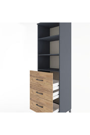 Hyperion Dolap 3 Raflı 3 Çekmeceli 60x44x195 Antrasit-Çam